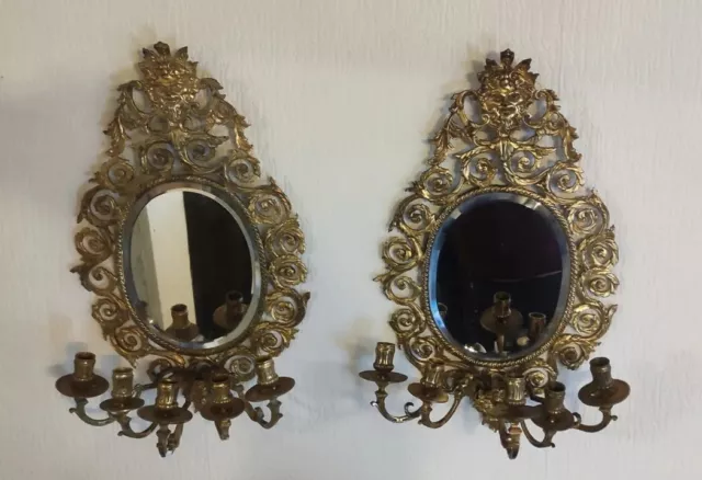 Paire De Miroir bronze doré Ancien