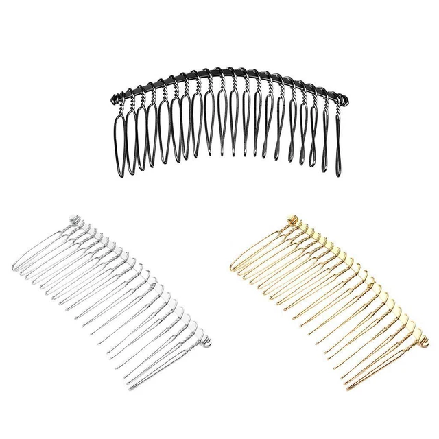 6pcs Métal Blanc Cheveux Peignes Clips 20 Dents Pour Voile De Mariée Bijoux De