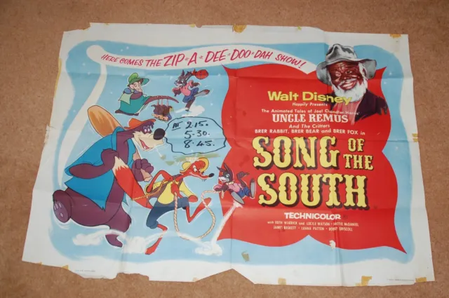 WALT DISNEY'S SONG OF THE SOUTH (1946) - 60s RR ORIG. UK QUAD POSTER