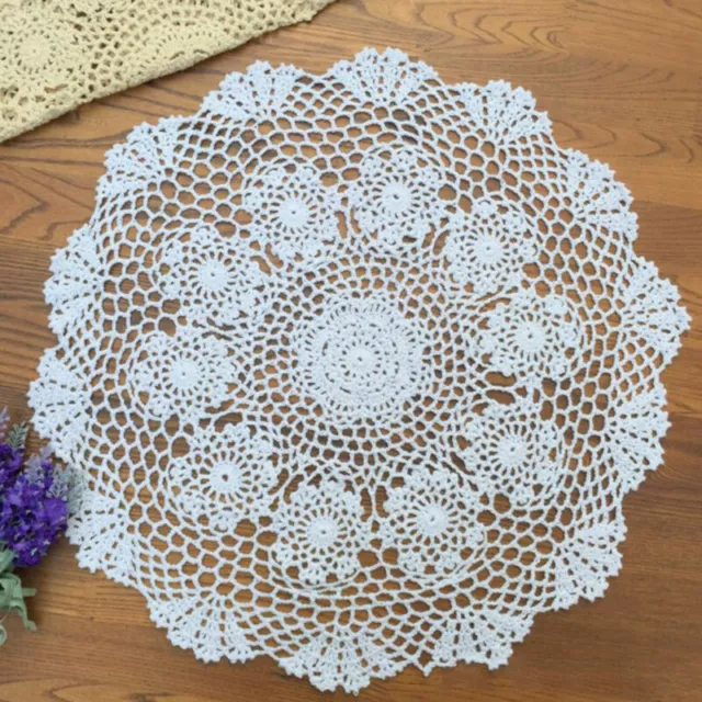 Tablecloth Doily Table Cloth Handmade Crochet Lace Cotton Cover Mat Round 50cm