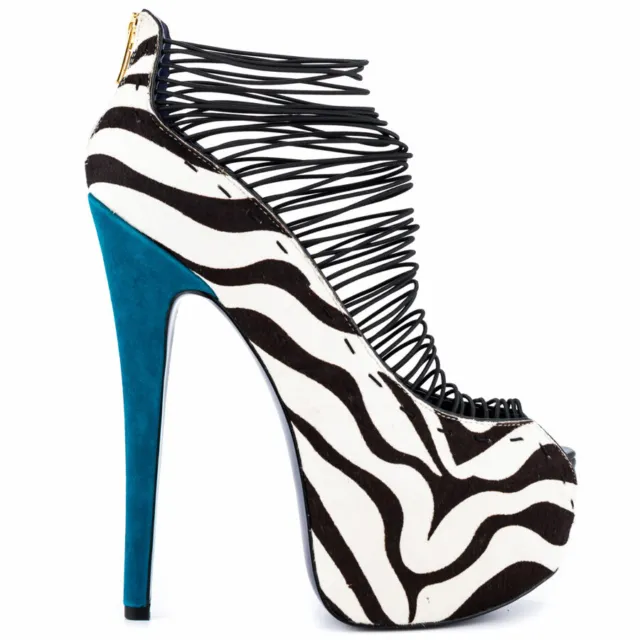 NEW London Trash "Crush" -WAS $170!- Zebra open toe, 6.75" stiletto, 2" platform