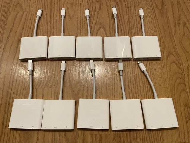 Lot of 10 Apple USB-C Digital AV Multiport Adapter To USB-C, HDMI, USB A1621 Lot of 10 Apple USB-C Digital AV Multiport Adapter To USB-C, HDMI, USB A1621