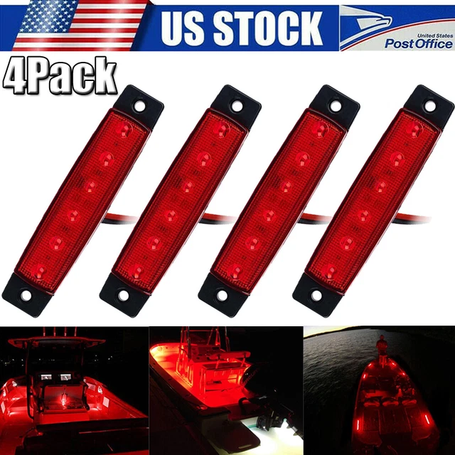 4Pcs Universal Red LED Marine Boat Cabin Lights Courtesy Light Deck Transom Lamp