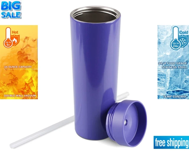 16 oz Skinny Tumblers,Stainless Steel Vacuum Insulated Double Wall Travel Mug...
