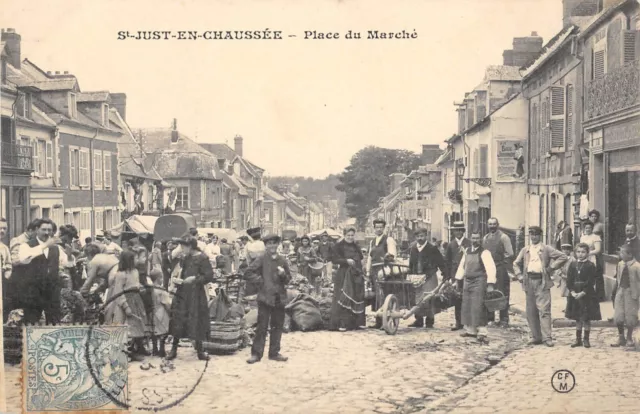 Cpa 60 Saint Just En Chaussee / Place Du Marche