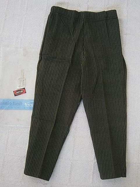 Vintage Stretch Skinny Trousers - Age 6 -Black/Olive Stripe - Nylon - New