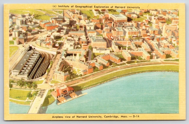 Harvard University Cambridge Massachusetts MA Airplane View Institute Postcard