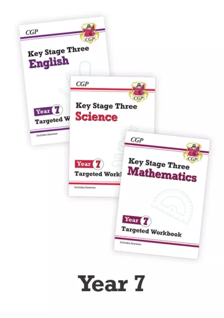 NEW CGP Bundle of 3 Workbooks KS3 Year 7 Kids Ages 11-12 English Maths Science