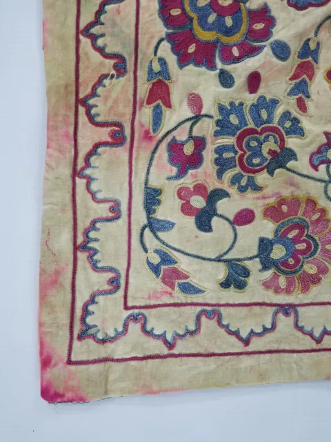 Vintage Uzbek Hand Embroidered Cushion 46x44cm 3