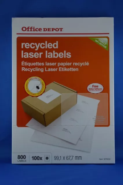 800x Recycling Etiketten 99,1mm x 67,7mm 100 Blatt fur Laserdrucker