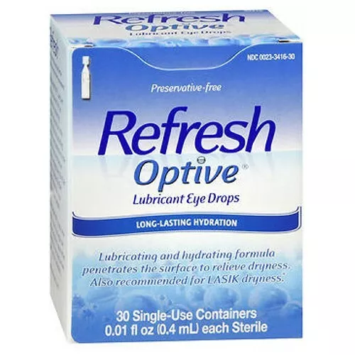 Refresh Optive Lubrifiant Eye Gouttes Usage Unique Récipients Nombre De 30 Par