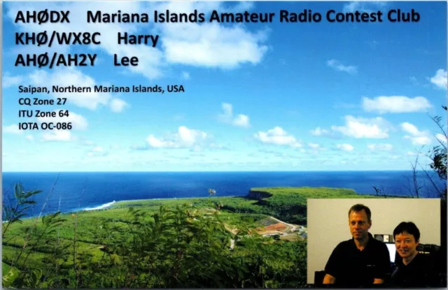 Vtg Ham Radio Cq Qsl Qso Card Ah0/Ah2Y Northern Mariana Islands Saipan