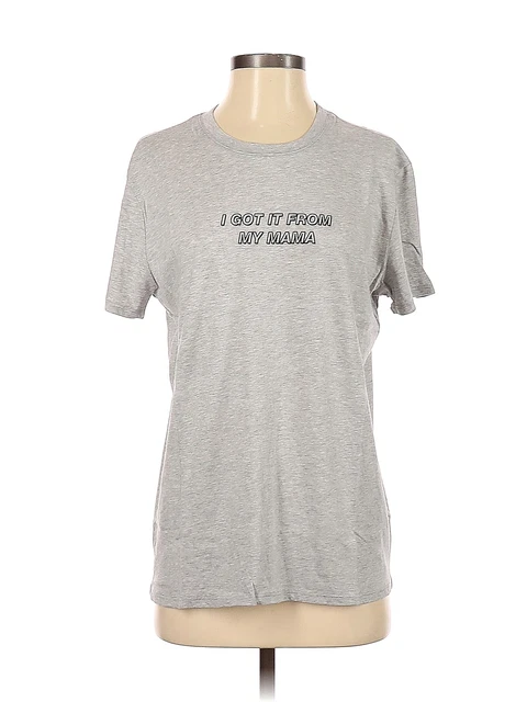 EMI JAY Women Gray Short Sleeve T-Shirt S