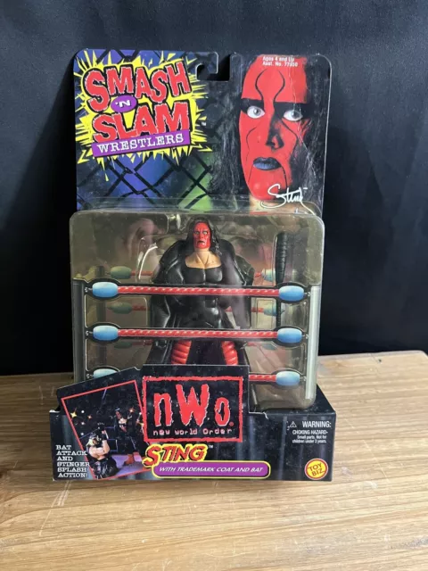 1999 New Smash 'N Slam Wrestlers Wcw Nwo Wolf Pack Sting Red Face Figure+Bat Nib 1999 New Smash 'N Slam Wrestlers Wcw Nwo Wolf Pack Sting Red Face Figure+Bat Nib