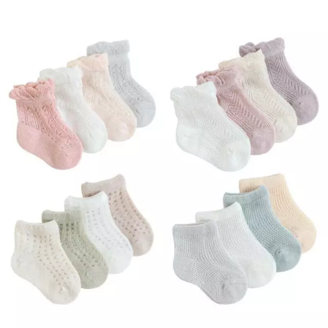 Mesh Thin Kids Socks for Girls Boys Cotton Solid Casual Newborn Baby Socks 4pair