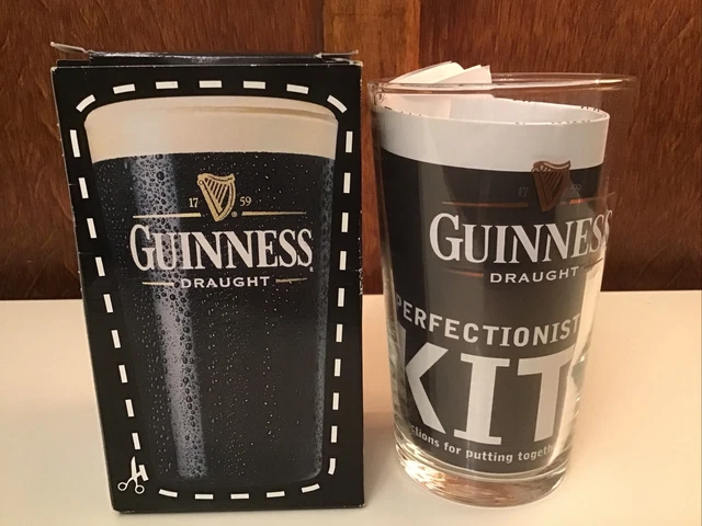 Vintage Guinness "Perfectionist Kit" Promotional glass (440ml) & Poster. Unused