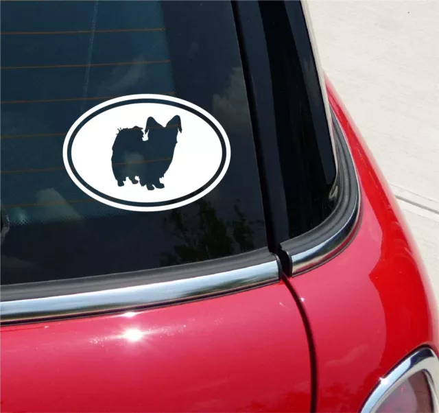 Euro Papillon Dog Graphic Decal Sticker Car Wall Oval NOT Two Colors