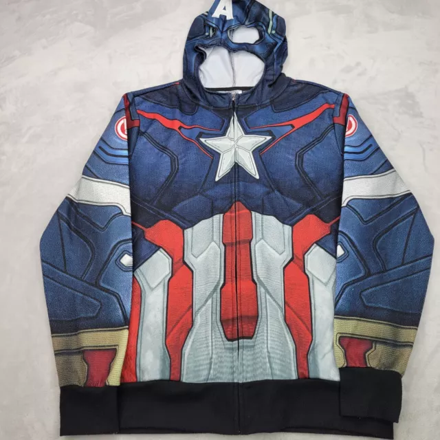 Marvel Hoodie Men Large Mad Engine Red White Blue Mask Costume Avengers Adult L
