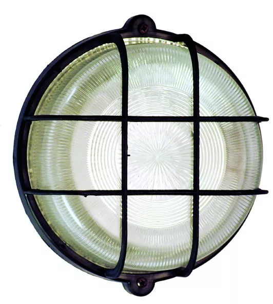 Rundleuchte Lampe Strahler 100W 230V 16A Kristallglas Fassung E27 Schwarz IP44