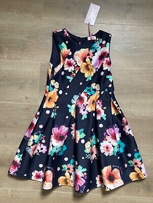 Ted Baker Girls Navy Floral Scuba Dress Age 6 Years