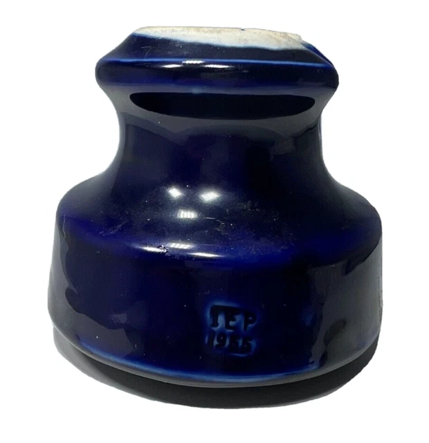 Vintage Iep 1955 Cobalt Blue Ceramic Porcelain Electrical Insulator Edison