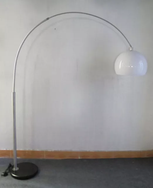 Large New Vintage Modern Style Retro Acrylic Shade Marble Base Arco Floor Lamp