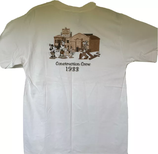 Disney Studios - Vtg T Shirt Construction Crew 1933 Double Sided- NWT! Med -USA