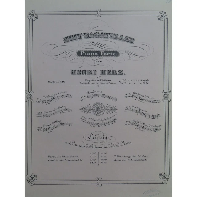 HERZ Henri Bagatelle op 85 No 4 Rondo Turc Piano ca1835