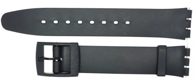 New 16mm (19mm) Sized Replacement Strap Thin Type to fit Swatch® Watch - Black