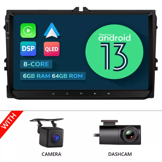 CAM+DVR+Eonon VWA12S Android 13 8Core 6+64 9" Car Stereo Sat Nav Headunit For VW