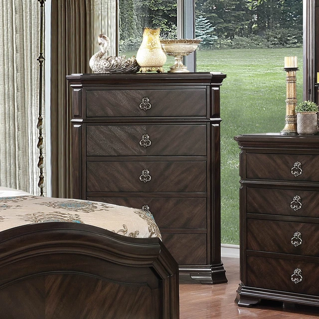 Furniture of America Hixi Traditional Brown Solid Wood Espresso 5-drawer