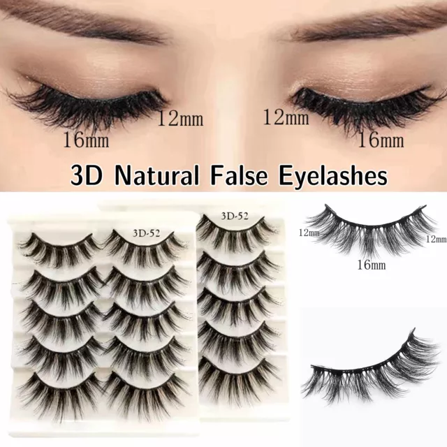 5Pair 3D-52 Mink False Eyelashes Wispy Cross Long Thick Soft Fake Eye Lashes NEW