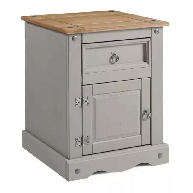 Corona Bedside Cabinet Grey Wax Pot Cupboard Large Table Pine Mercers Furniture®