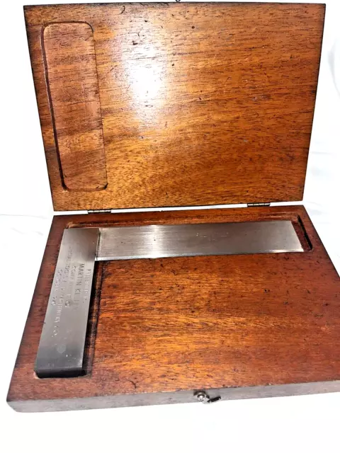 Brown & Sharpe Bevel Edge Square No. 542 USA Machinist Tool w/Wood Case