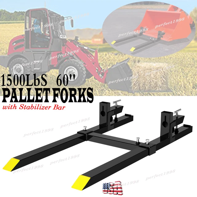 60" Clamp on Pallet Forks 1500 lbs Light Duty Forks for Tractor Loader Bucket
