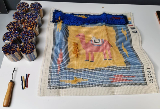 Teppich Selber Knüpfen Set Handarbeit Kinder 45x46 cm mit Knüpfhaken