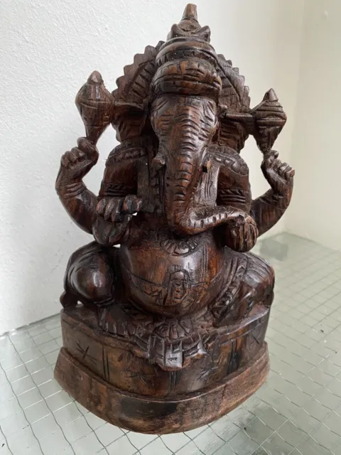 Ganesha Holz Figur Elefanten Gott ca. 23 cm 715g Handarbeit aus Nepal Indien