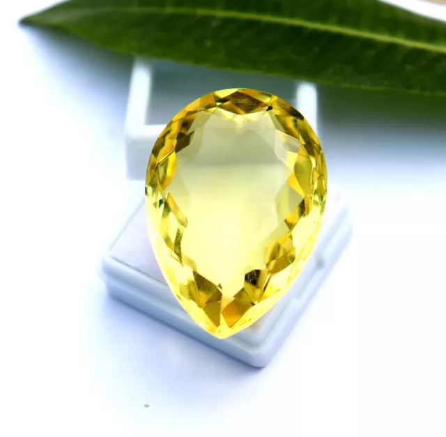 86.60 Ct Natural Certified Brazilian Pear Cut Yellow Topaz Loose Gemstone