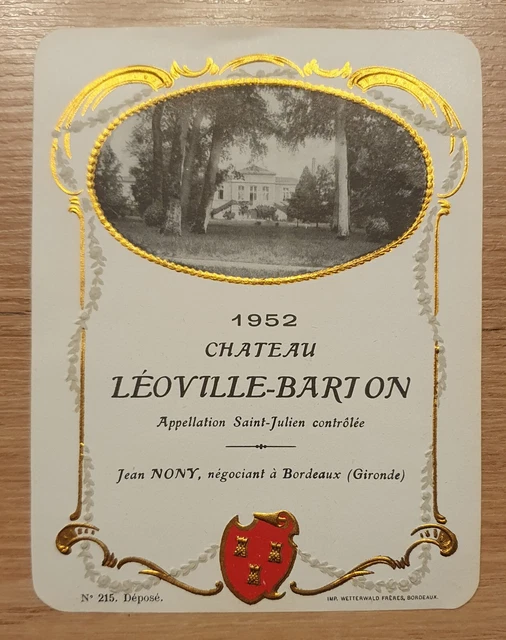 Etiquette de vin Château Leoville Barton 1952