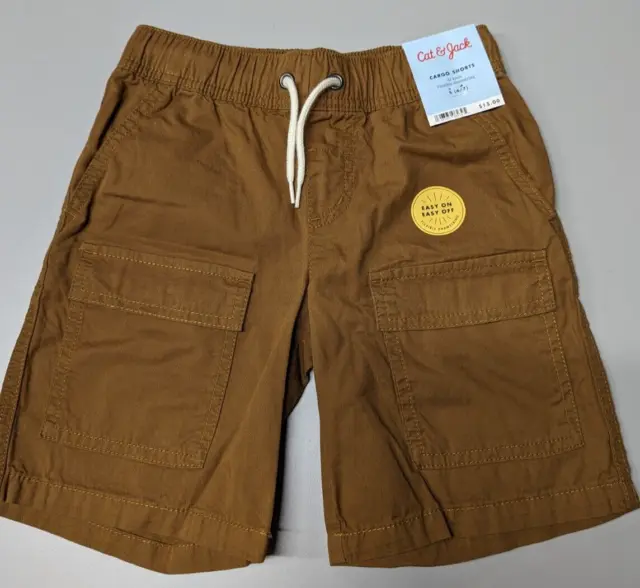 Boys twill pull on cargo shorts cat jack Brown