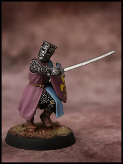 BARONS KRIEGSFUSSRITTER. Bemalt 28 mm mittelalterlich.