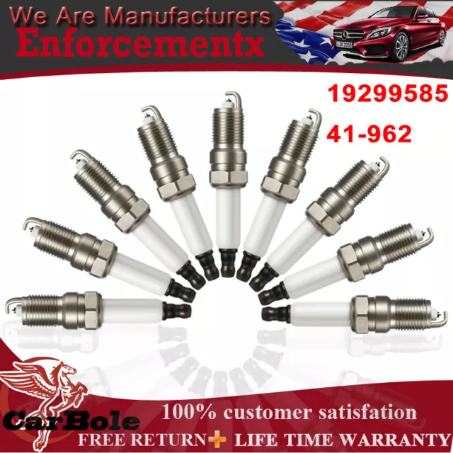 Set of 8 NEW Iridium Spark Plugs For GMC Sierra Chevy Silverado 19299585 41-962