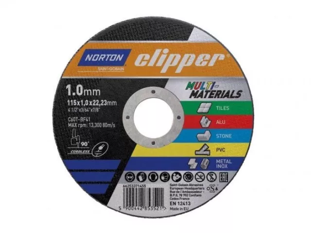 Norton Clipper Multi-Material Schneidscheiben 115 x 1 mm x 22,23 mm (25er Wanne) 3