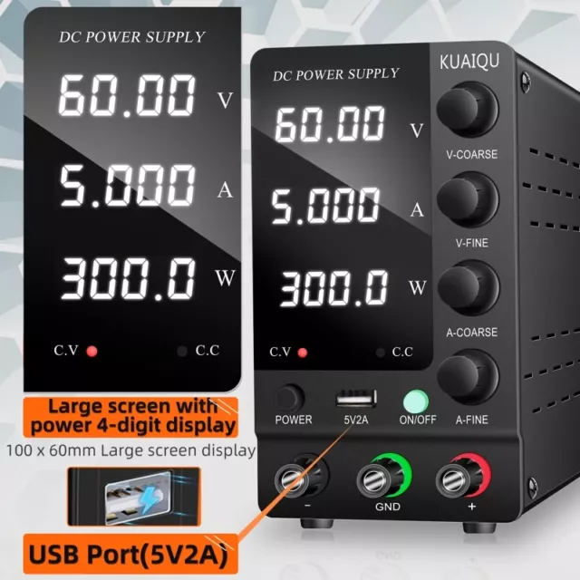 Alimentatore banco DC 0-60 V 0-5 A interruttore variabile regolabile digitale regolabile regolato