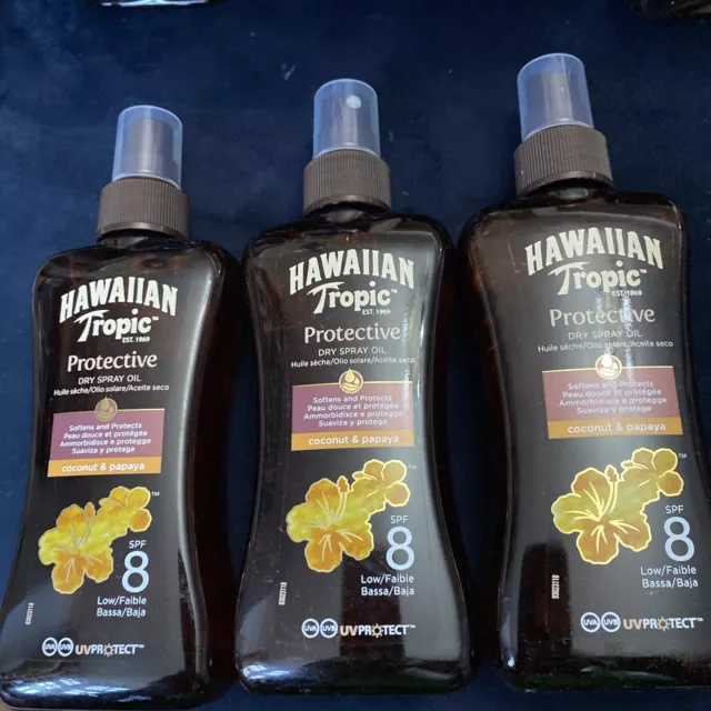 Olio spray secco protettivo tropicale hawaiano peso spf 8 3 x 200 ml cocco e papaia