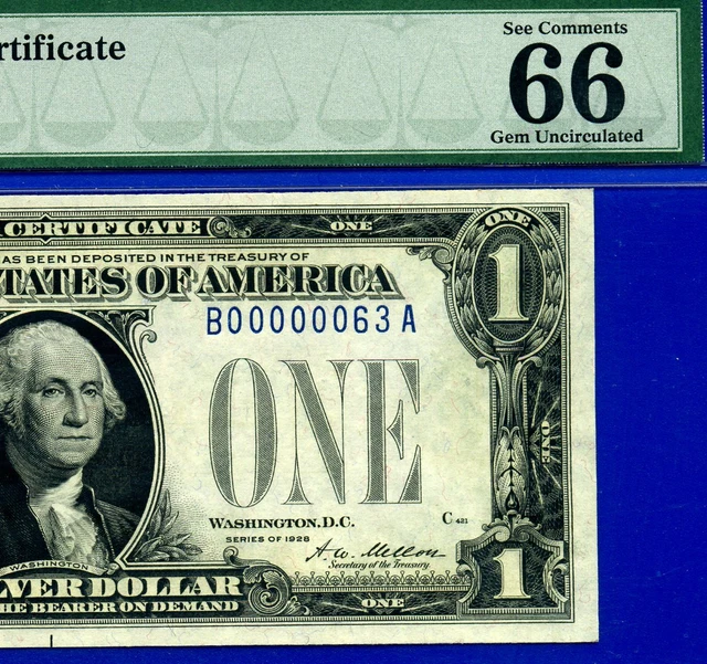 Near TOP POP - 1928 $1 S/C (( 3rd Finest - 2 Digit # 63 )) PMG 66EPQ - BA Block-
