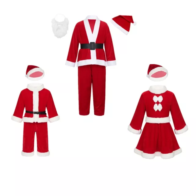 Kids Girls Boys Christmas Costume Santa Suit Holiday Fancy Dress Up Xmas Clothes
