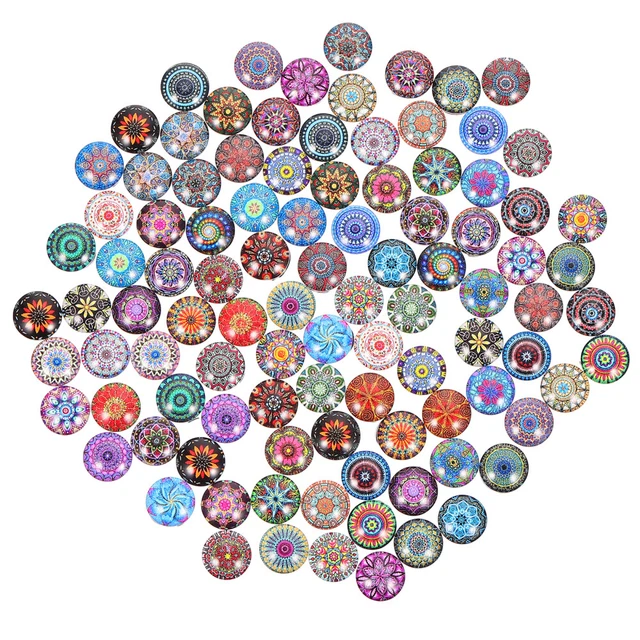 100 Pcs glass dome cabochons printed 12-mm-Mosaik-bedruckte Glaskuppeln Aufklebe
