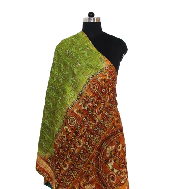 Sciarpa lunga vintage indiana Kantha Dupatta con stola in velo ricamato in...