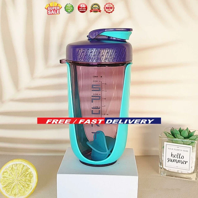 Botellas agitadoras de 590 ml unisex taza batido deporte caldera con mango (azul claro)